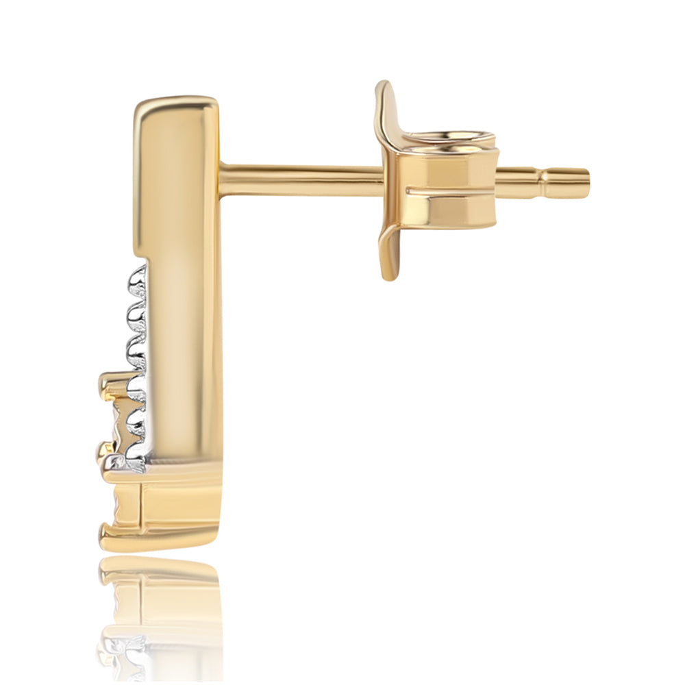 Pendientes de Plata Bañada en Oro con Diamante Azul 3 