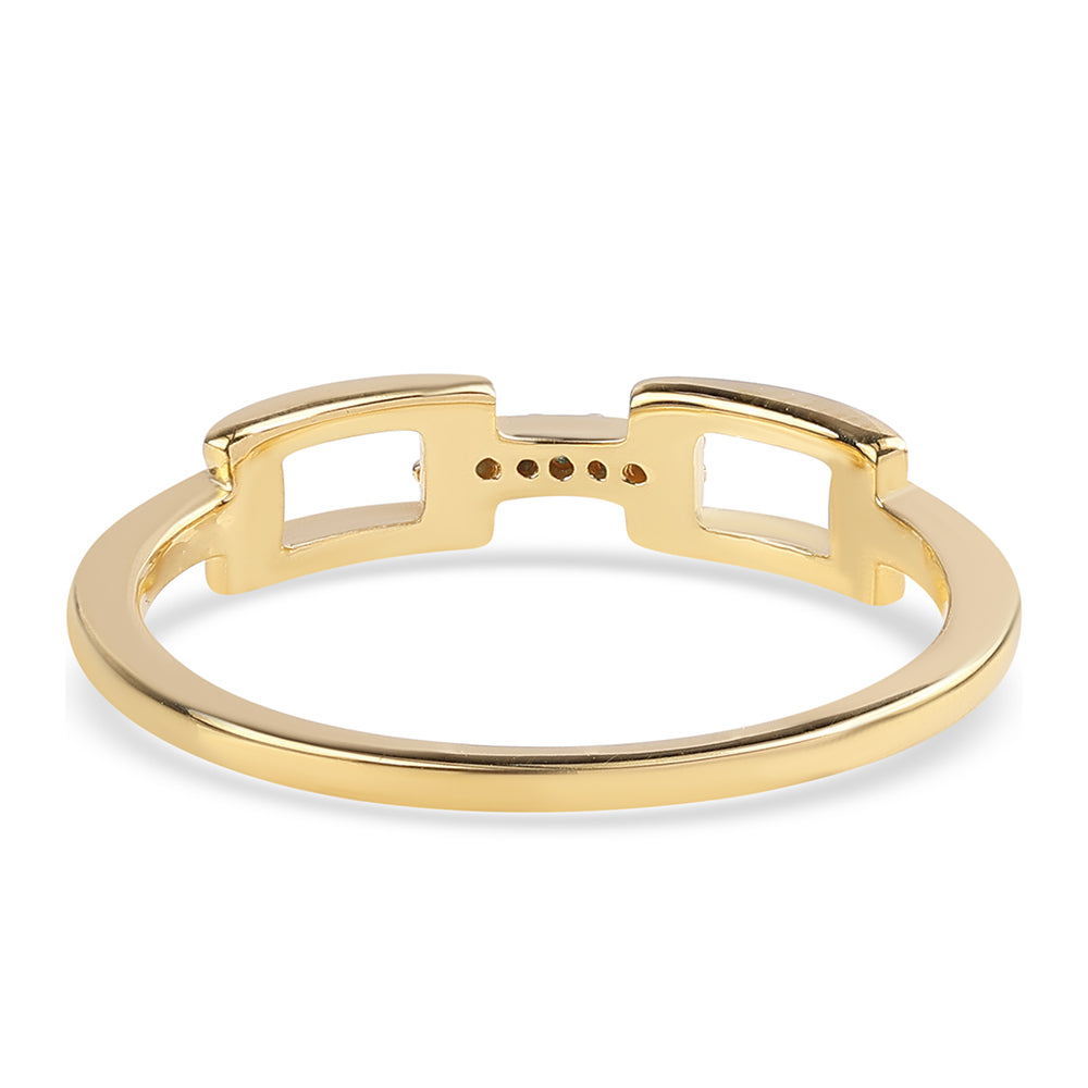 Anillo de Plata Bañada en Oro con Diamante Azul 2 