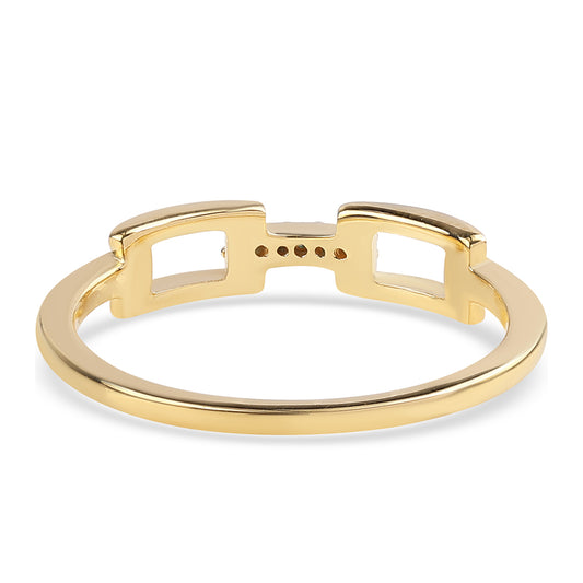 Anillo de Plata Bañada en Oro con Diamante Azul