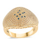 Anillo de Plata Bañada en Oro con Diamante Azul