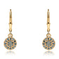 Pendientes de Plata Bañada en Oro con Diamante Azul