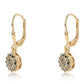 Pendientes de Plata Bañada en Oro con Diamante Azul