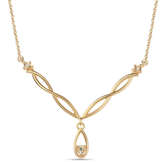 Collar de Plata Bañada en Oro con Diamante Azul y Diamante blanco