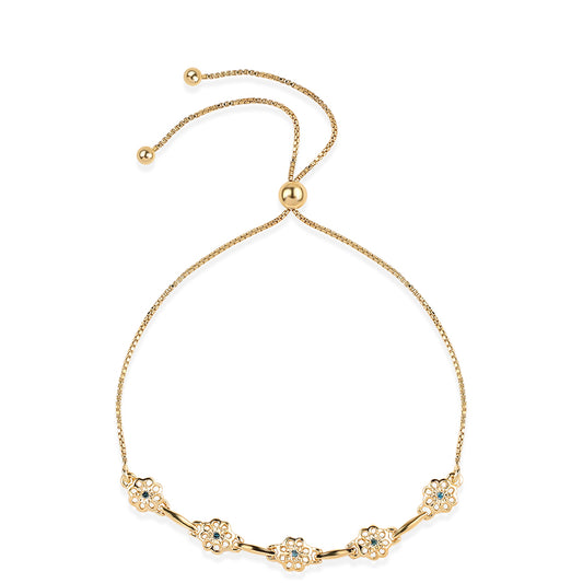 Pulsera de Plata Bañada en Oro con Diamante Azul