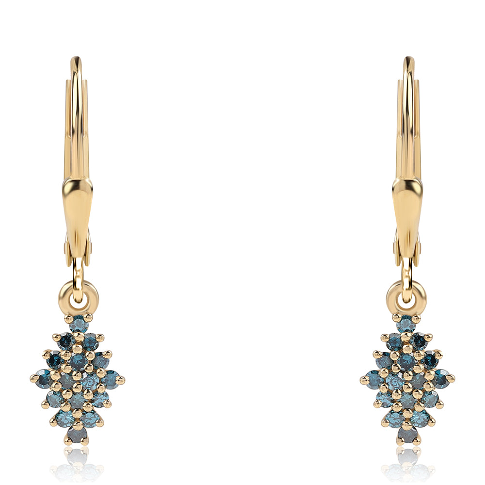 Pendientes de Plata Bañada en Oro con Diamante Azul 1 