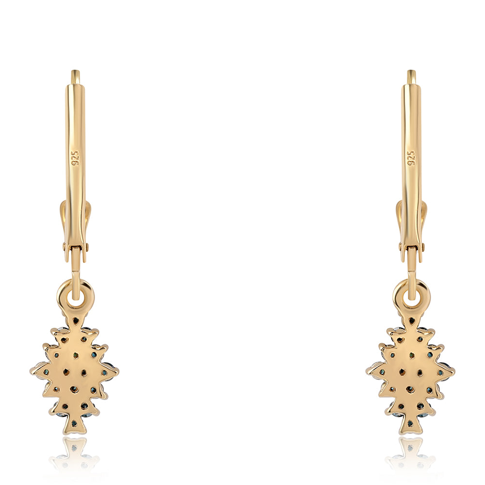Pendientes de Plata Bañada en Oro con Diamante Azul 3 