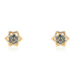 Pendientes de Plata Bañada en Oro con Diamante Azul