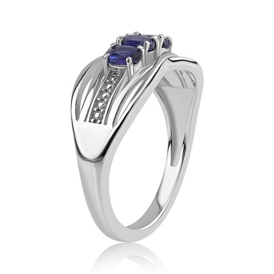 Anillo de Plata con Zafiro Azul Australiano