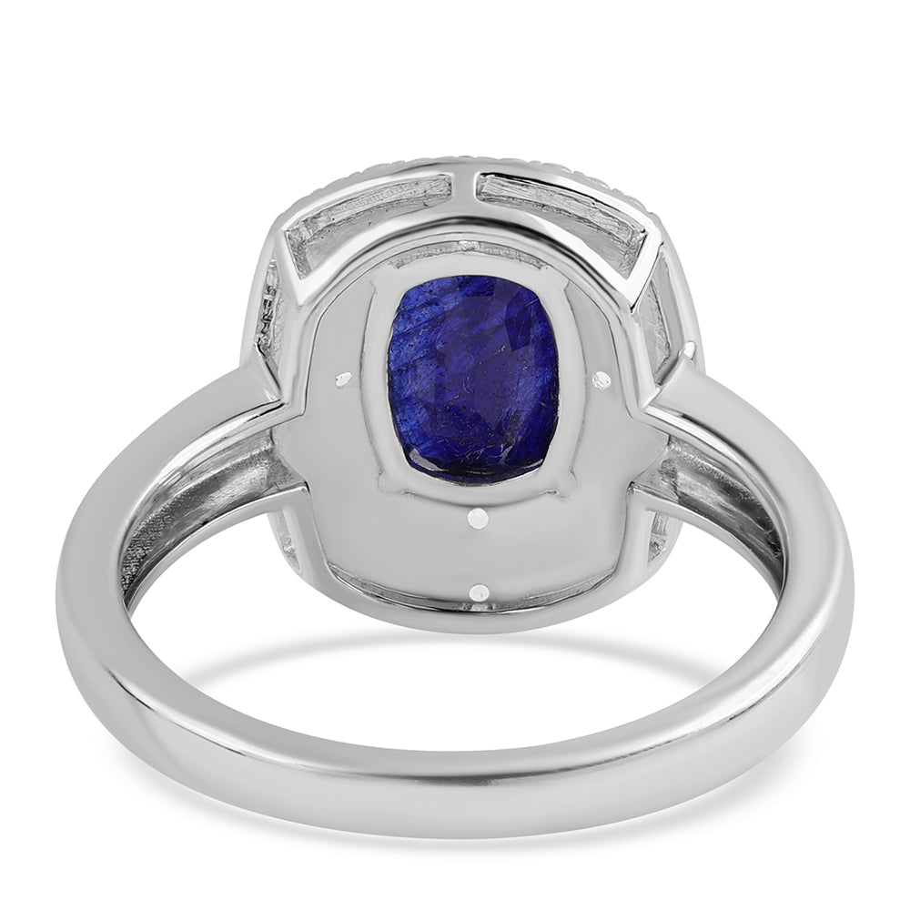 Anillo de Plata con Zafiro Azul Australiano y Topacio Blanco 2 