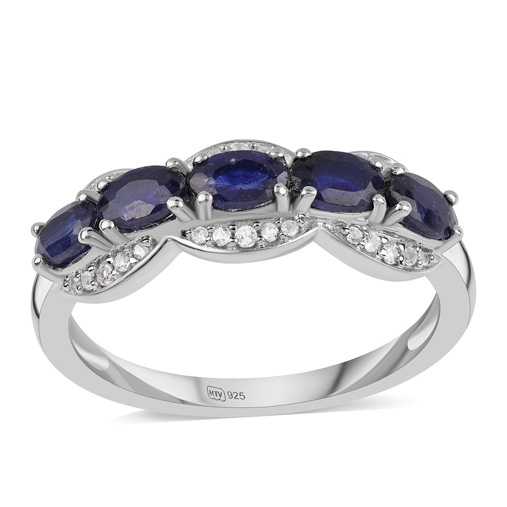 Anillo de Plata con Zafiro Azul Australiano y Topacio Blanco 1 