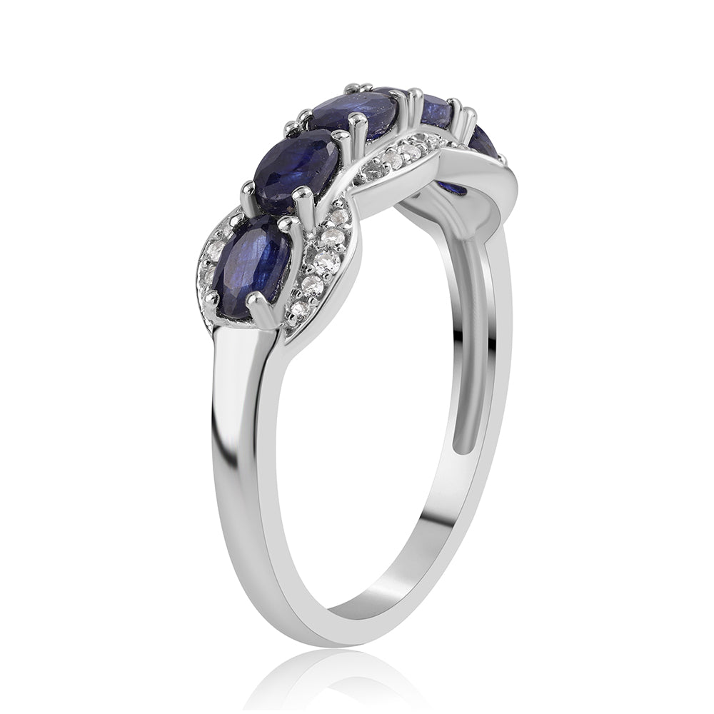 Anillo de Plata con Zafiro Azul Australiano y Topacio Blanco 2 