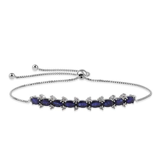 Pulsera de Plata con Zafiro Azul Australiano y Topacio Blanco
