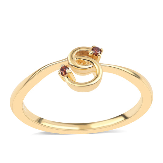 Anillo de Plata Bañada en Oro con Diamante Rojo