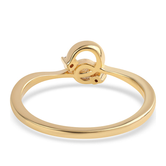 Anillo de Plata Bañada en Oro con Diamante Rojo