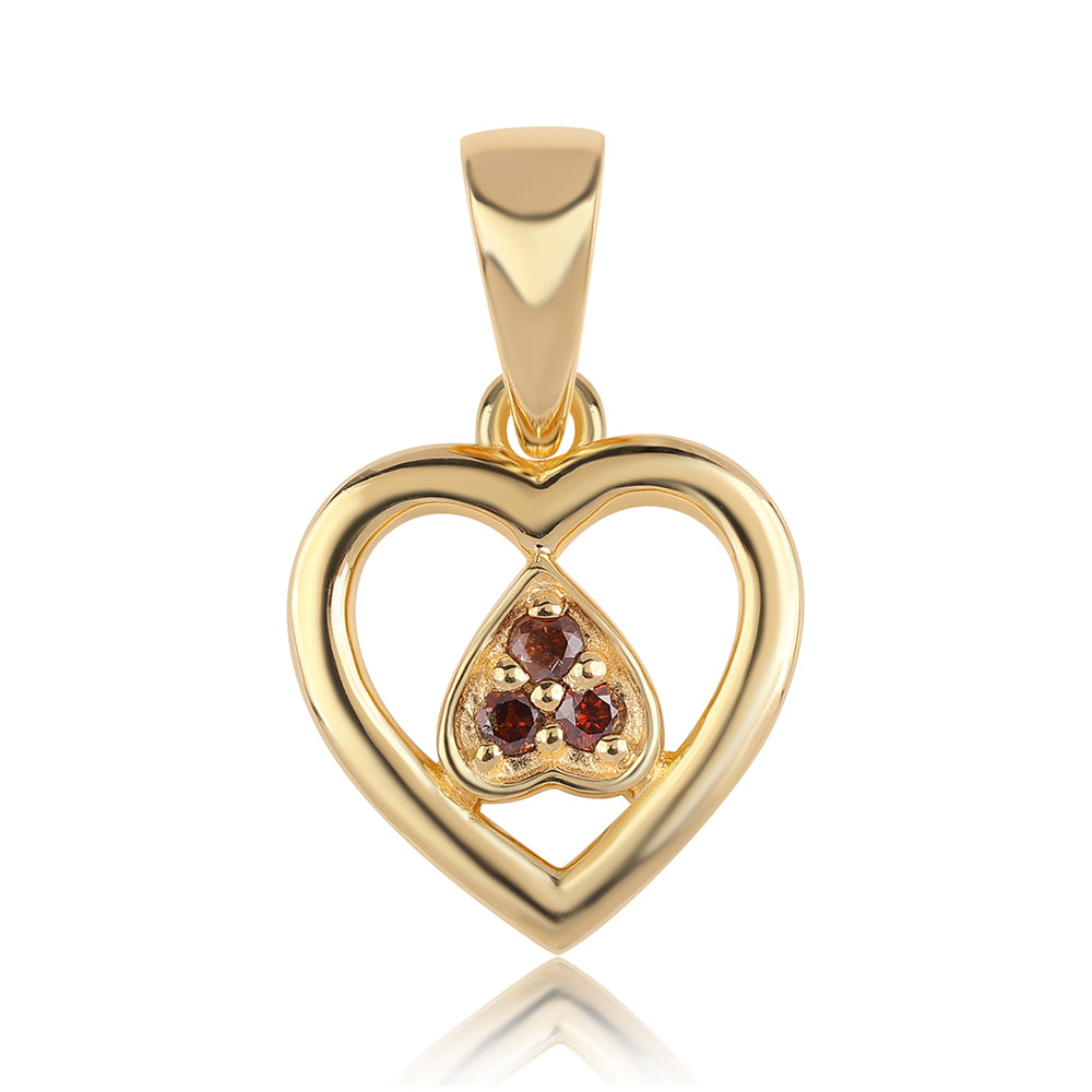 Colgante de Plata Bañada en Oro con Diamante Rojo 1 