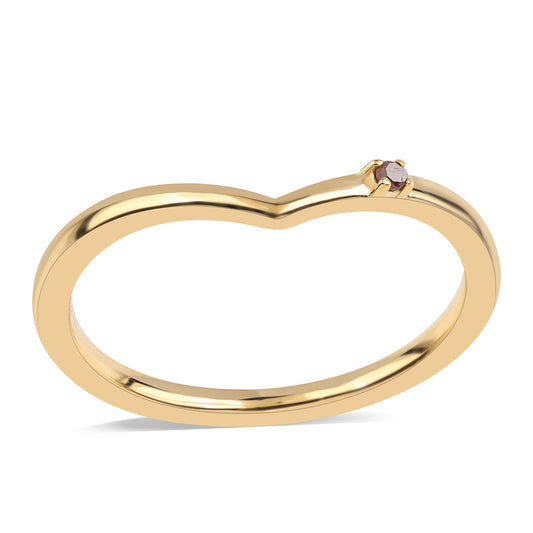 Anillo de Plata Bañada en Oro con Diamante Rojo