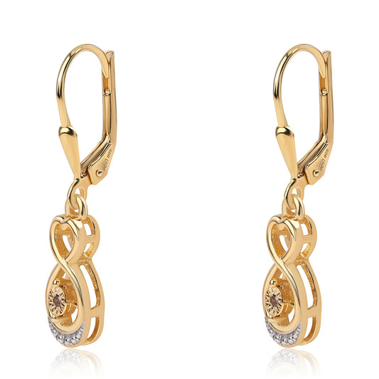 Pendientes de Plata Bañada en Oro con Diamante Rojo