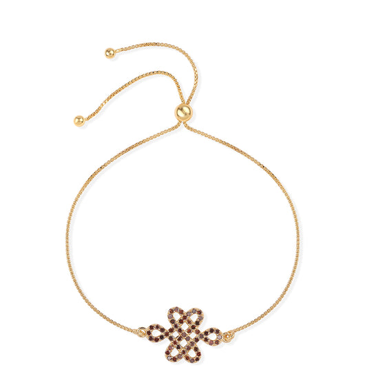 Pulsera de Plata Bañada en Oro con Diamante Rojo