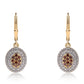 Pendientes de Plata Bañada en Oro con Diamante Rojo y Diamante blanco