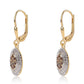 Pendientes de Plata Bañada en Oro con Diamante Rojo y Diamante blanco