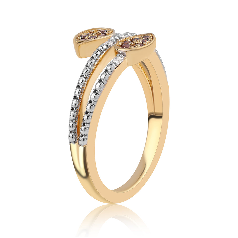Anillo de Plata Bañada en Oro con Diamante Rojo y Diamante blanco 3 