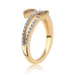 Anillo de Plata Bañada en Oro con Diamante Rojo y Diamante blanco