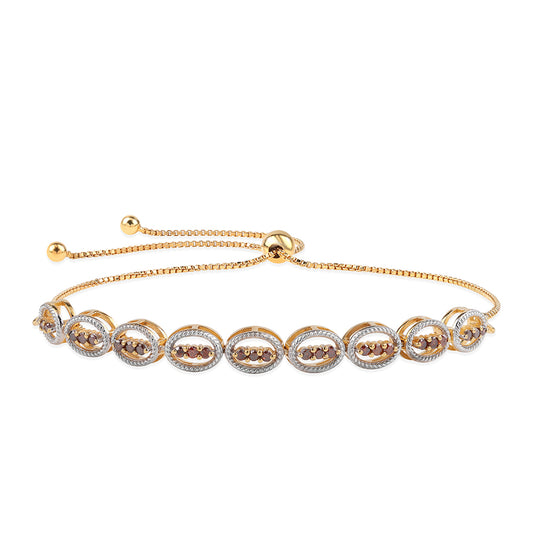 Pulsera de Plata Bañada en Oro con Diamante Rojo