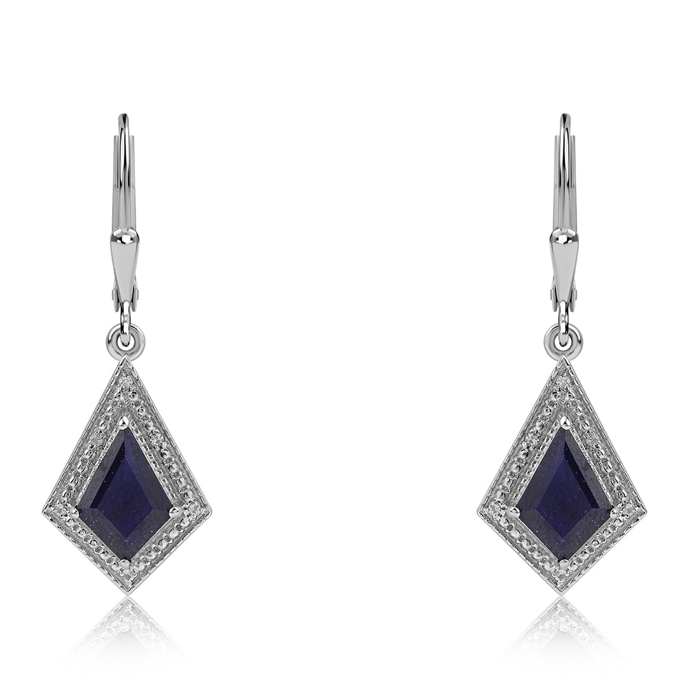 Pendientes de Plata con Zafiro Azul Australiano y Topacio Blanco 1 