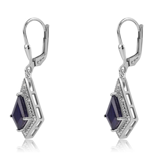 Pendientes de Plata con Zafiro Azul Australiano y Topacio Blanco