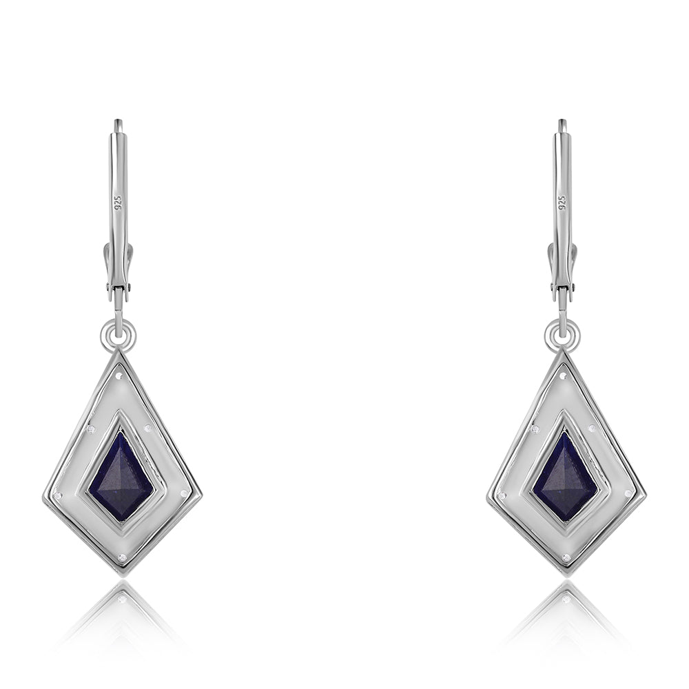 Pendientes de Plata con Zafiro Azul Australiano y Topacio Blanco 3 