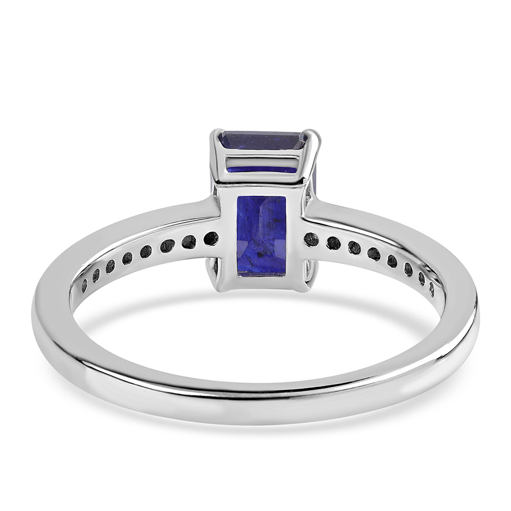 Anillo de Plata con Zafiro Azul Australiano y Topacio Blanco 2 