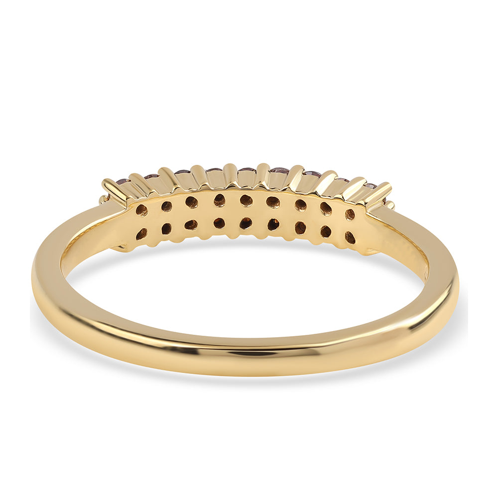 Anillo de Plata Bañada en Oro con Diamante Rojo 3 