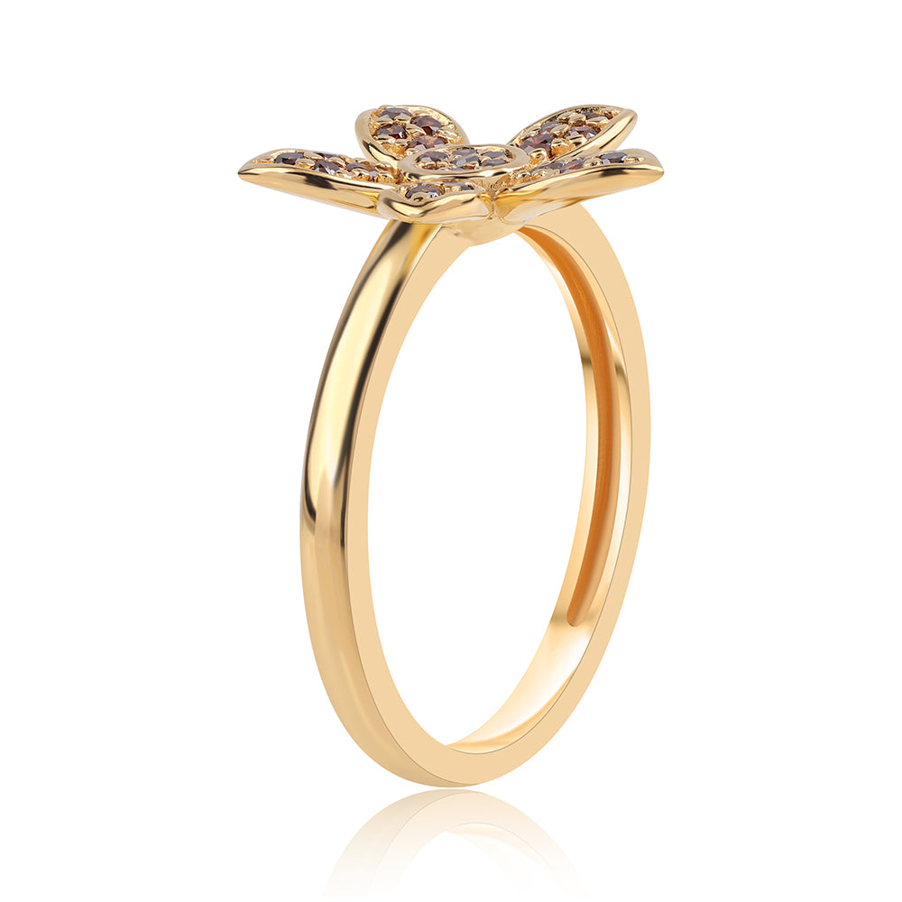 Anillo de Plata Bañada en Oro con Diamante Rojo 2 