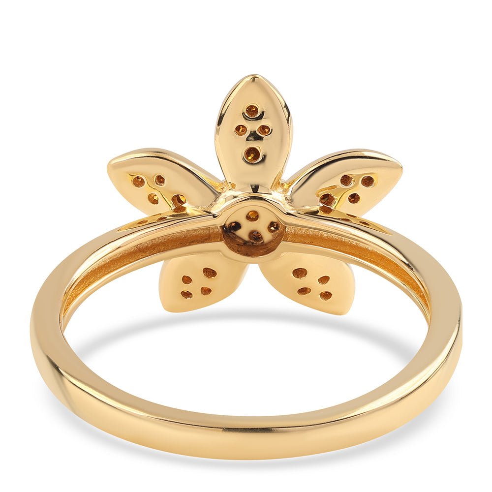 Anillo de Plata Bañada en Oro con Diamante Rojo 3 