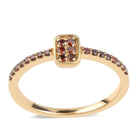 Anillo de Plata Bañada en Oro con Diamante Rojo