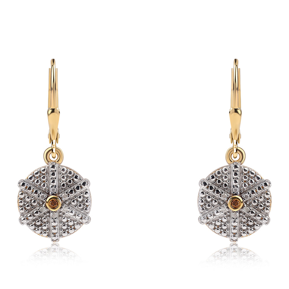 Pendientes de Plata Bañada en Oro con Diamante Rojo y Diamante blanco 1 