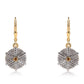 Pendientes de Plata Bañada en Oro con Diamante Rojo y Diamante blanco