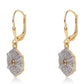 Pendientes de Plata Bañada en Oro con Diamante Rojo y Diamante blanco