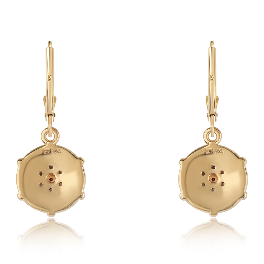 Pendientes de Plata Bañada en Oro con Diamante Rojo y Diamante blanco 3 