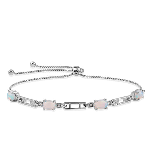 Pulsera de Plata Bañada en Oro con Ópalo Etíope de Lega Dembi y Topacio Blanco