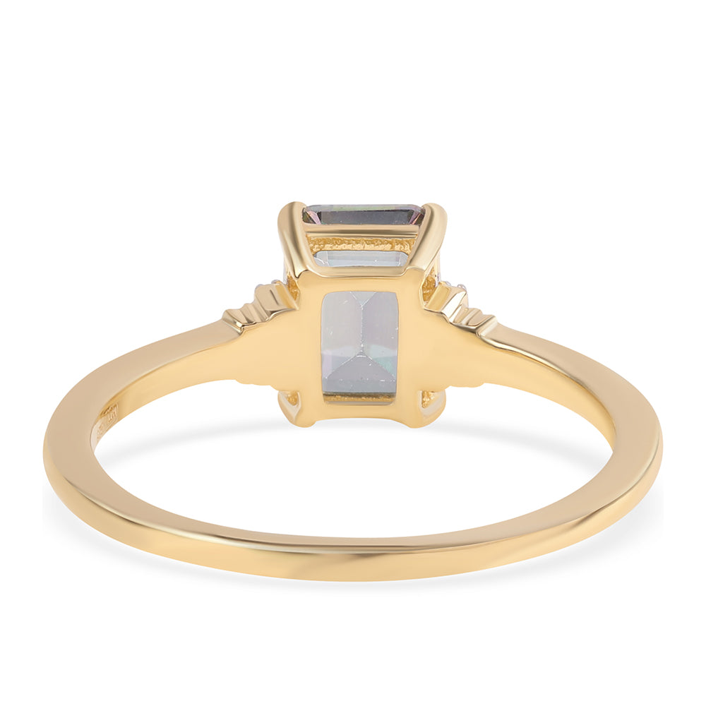 Anillo de Plata Bañada en Oro con Topacio Místico y Topacio Blanco 3 