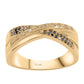 Anillo de Plata Bañada en Oro con Diamante Negro y Diamante blanco