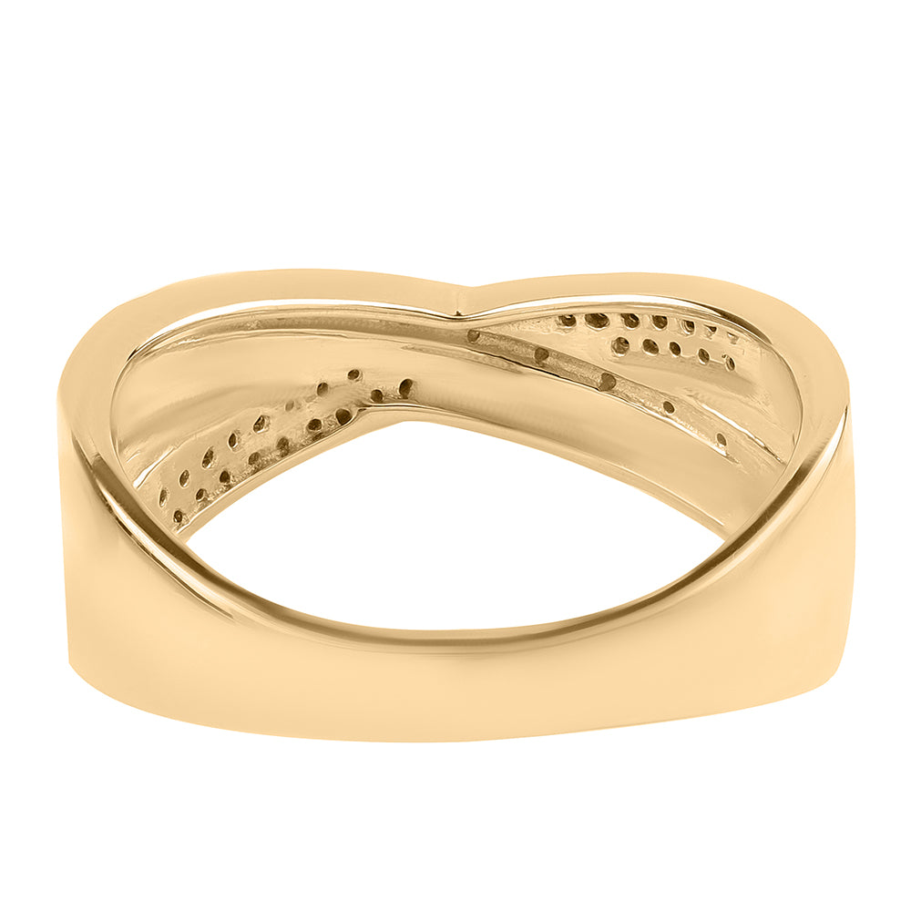 Anillo de Plata Bañada en Oro con Diamante Negro y Diamante blanco 2 