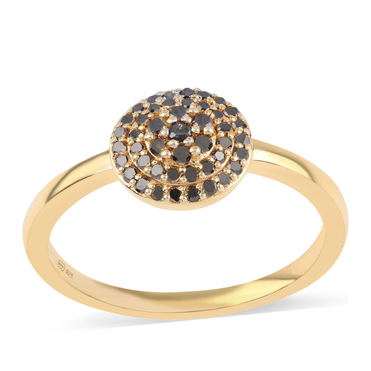 Anillo de Plata Bañada en Oro con Diamante Negro
