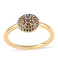 Anillo de Plata Bañada en Oro con Diamante Negro