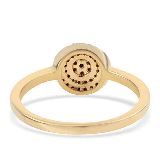 Anillo de Plata Bañada en Oro con Diamante Negro
