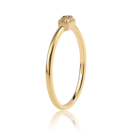 Anillo de Plata Bañada en Oro con Diamante Negro y Diamante blanco