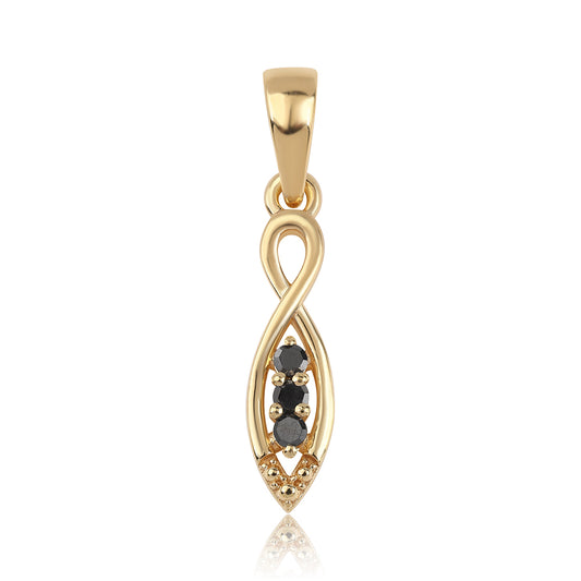 Colgante de Plata Bañada en Oro con Diamante Negro