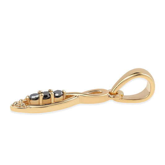 Colgante de Plata Bañada en Oro con Diamante Negro