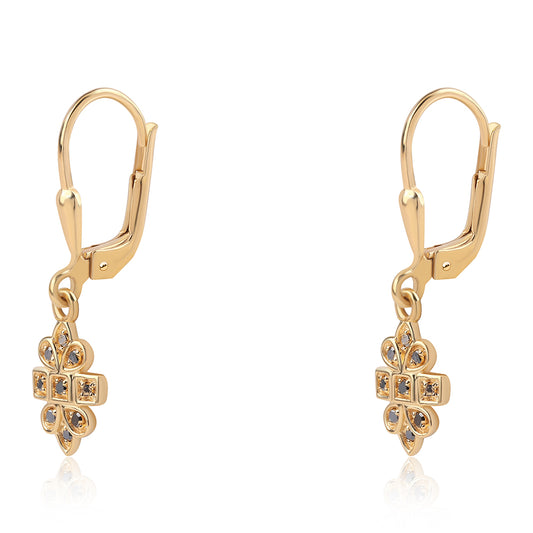Pendientes de Plata Bañada en Oro con Diamante Negro